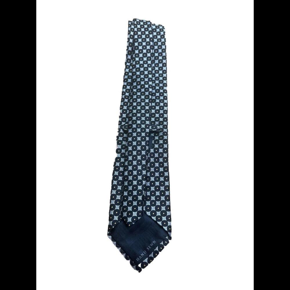 Robert Talbott Carmel Finest Silk Necktie Hand Sewn Made in USA Black Geometric - Picture 3 of 7